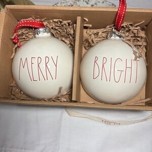 Rae Dunn Merry and Bright ceramic Christmas ornaments